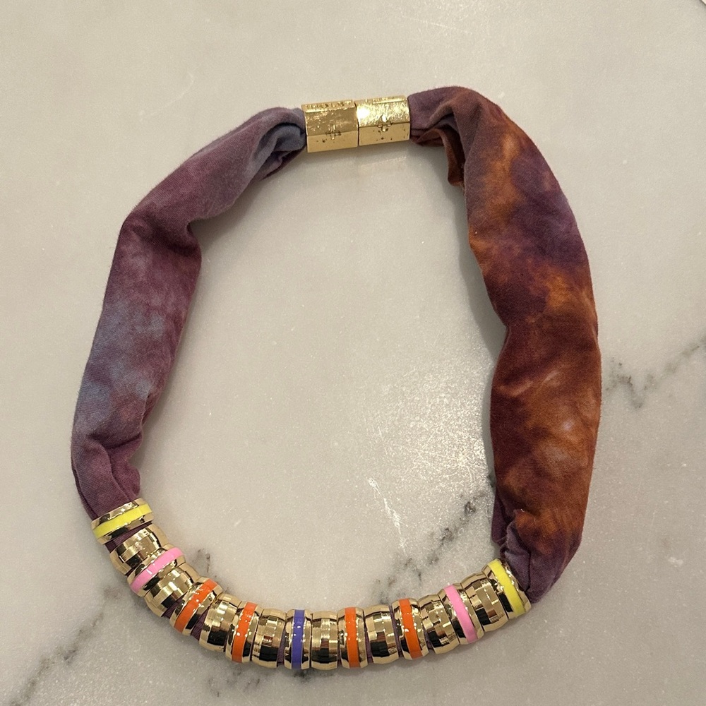 HOLST+LEE Multicolor Tie-Dye Necklace with Gold Details